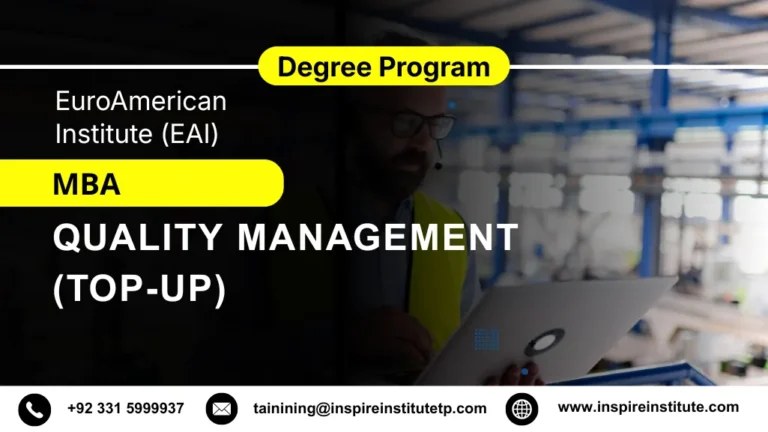 Master of Business Administration (MBA) in Quality Management (Top-up)