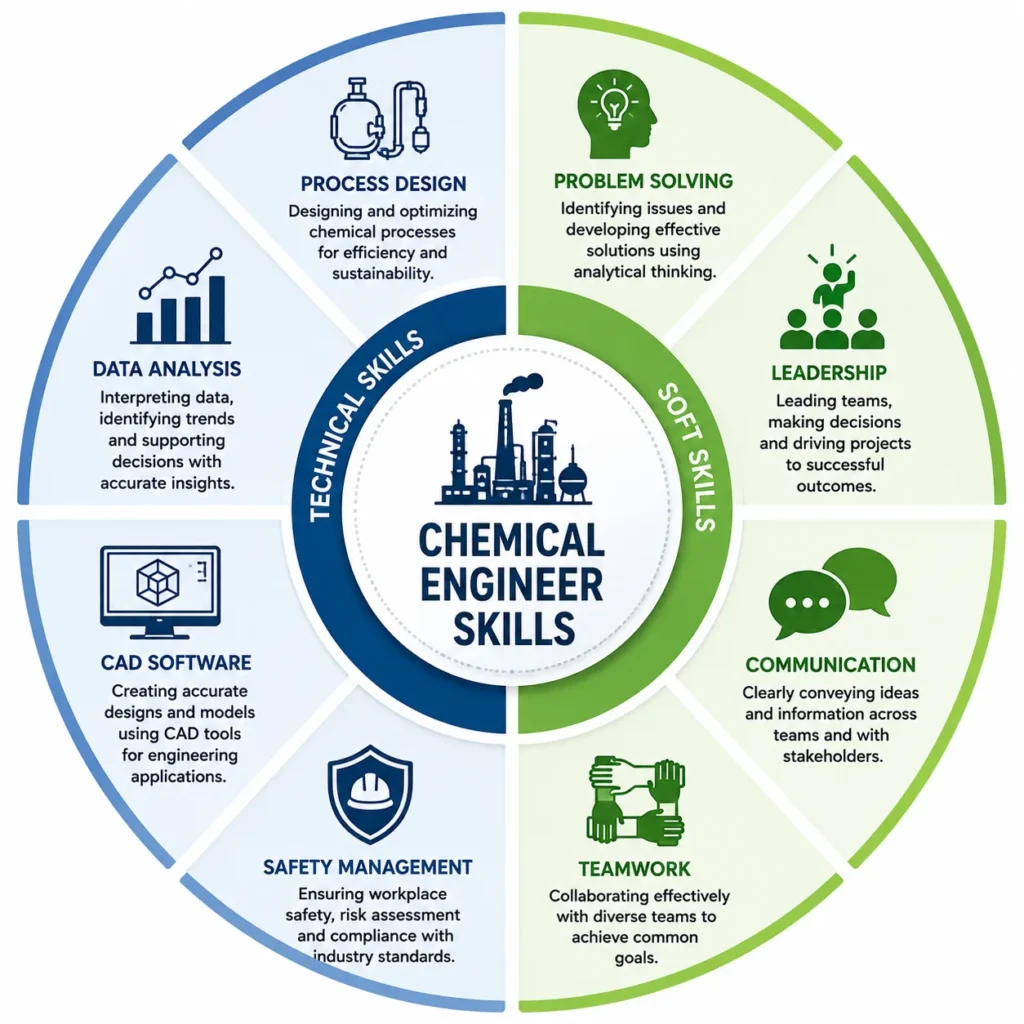 Chemical engineering skills wheel infographic