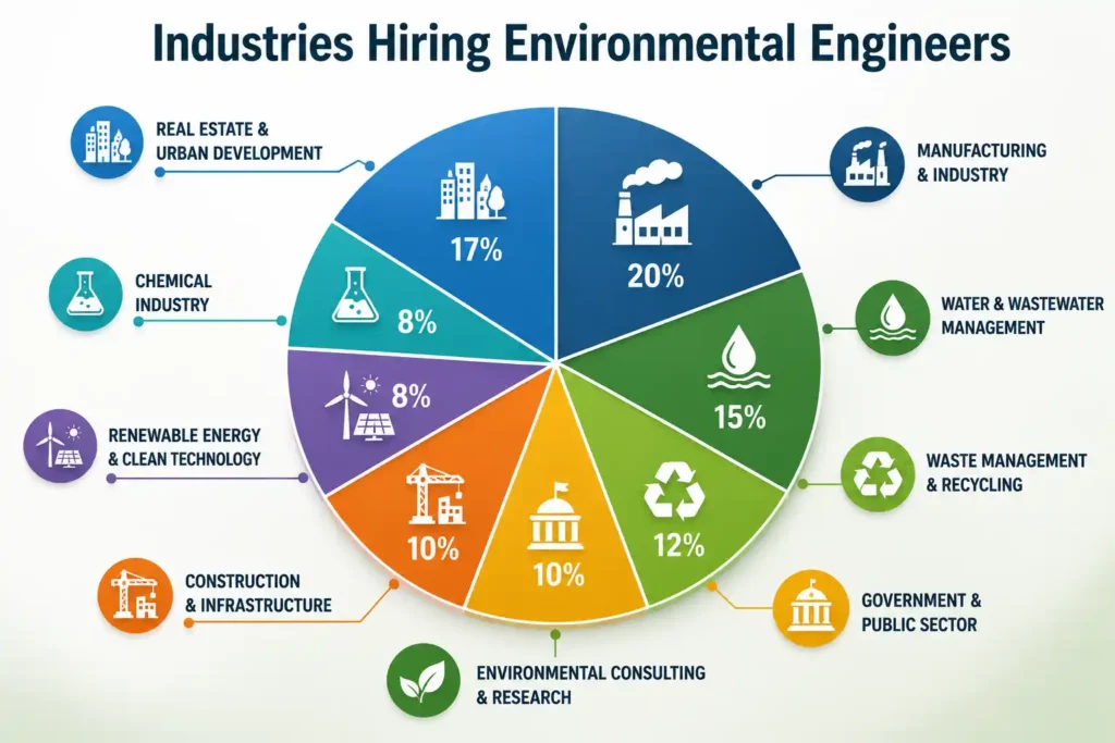 Industries hiring environmental engineers infographic