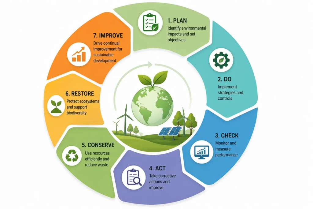What Is Environmental Management? A Complete Guide to Principles, Benefits, and Sustainability 3 Sustainability cycle with eco friendly actions